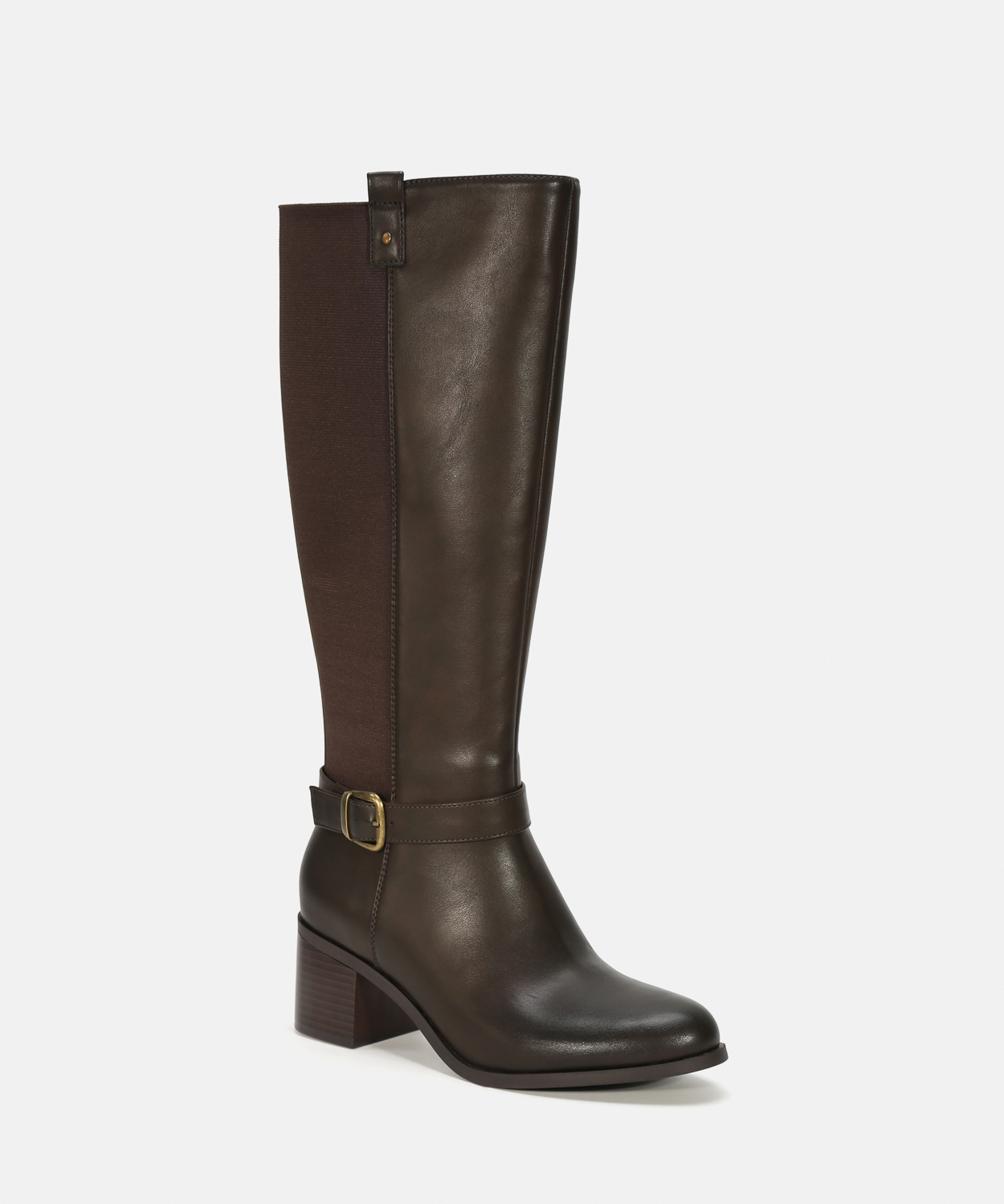 Botas altas castanhas salto fivela image number null